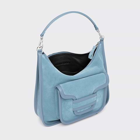 Pierre Hardy ALPHA DAY MAXI BAG, light blue suede calfskin and grained calfskin, view 2