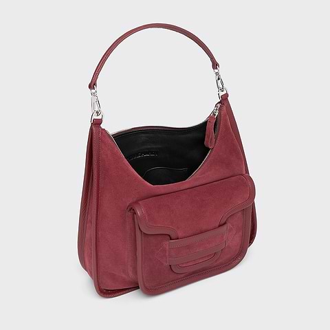 Pierre Hardy ALPHA DAY MAXI BAG, burgundy suede calfskin and grained calfskin, view 2