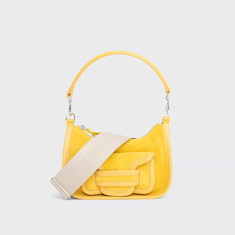 Pierre Hardy ALPHA DAY MINI BAG, yellow suede calfskin and grained calfskin