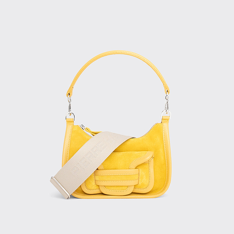Pierre Hardy ALPHA DAY MINI BAG, yellow suede calfskin and grained calfskin