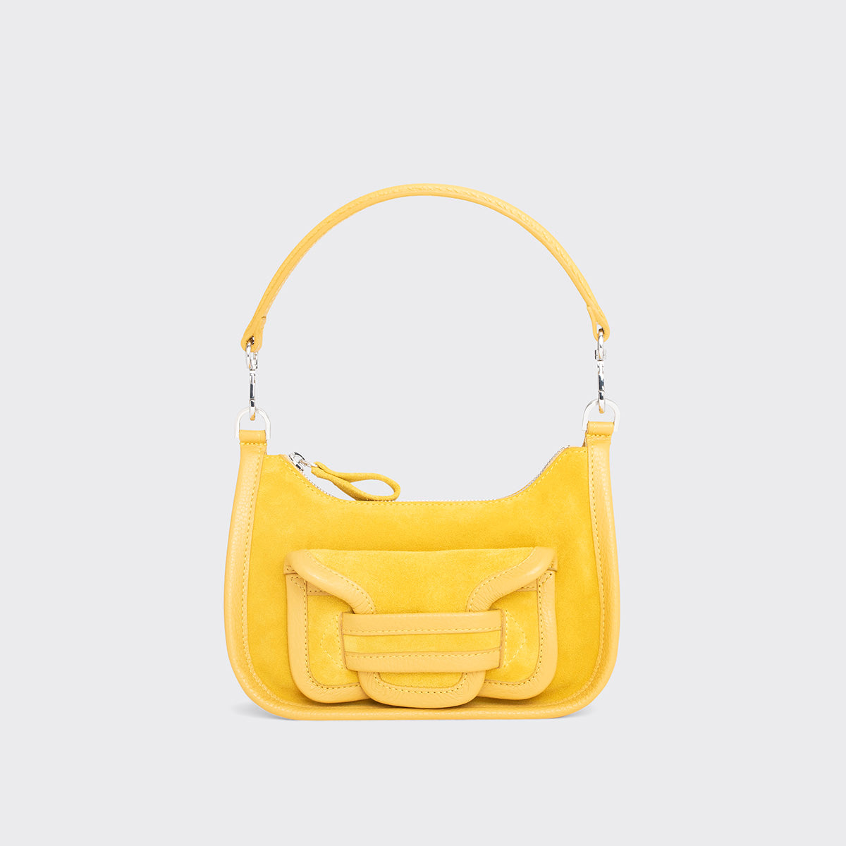 Pierre Hardy ALPHA DAY MINI BAG, yellow suede calfskin and grained calfskin, view 6