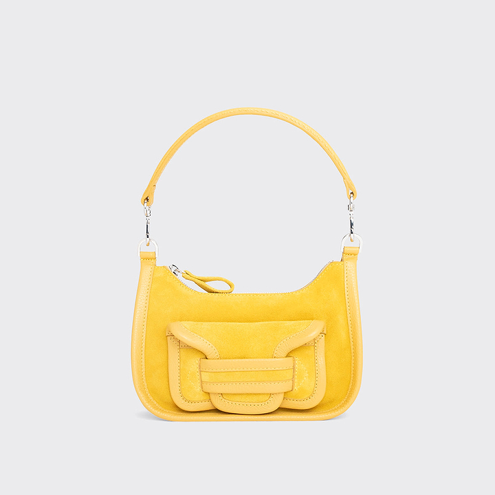 Pierre Hardy ALPHA DAY MINI BAG, yellow suede calfskin and grained calfskin, view 6