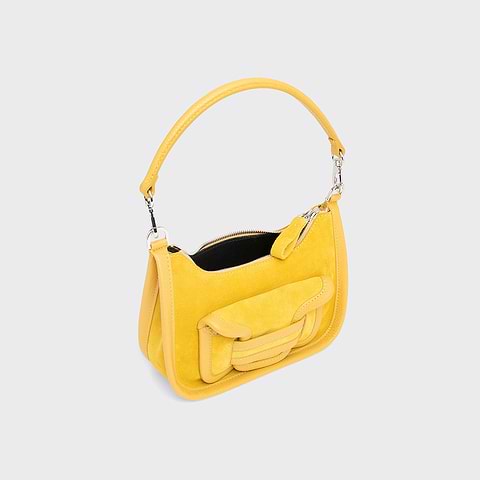 Pierre Hardy ALPHA DAY MINI BAG, yellow suede calfskin and grained calfskin, view 2