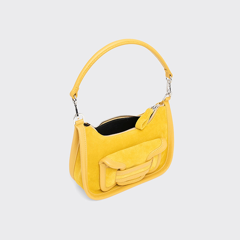 Pierre Hardy ALPHA DAY MINI BAG, yellow suede calfskin and grained calfskin, view 2
