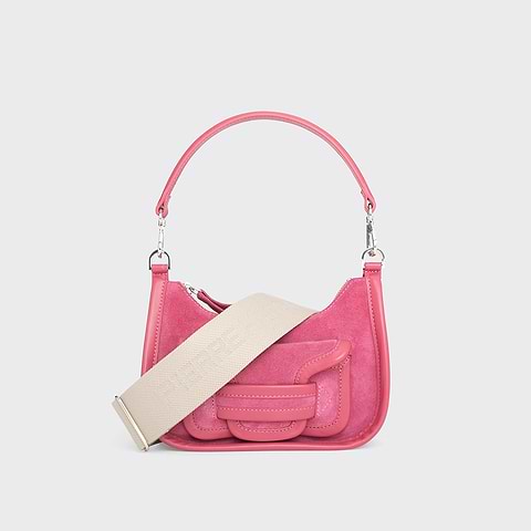 Pierre Hardy ALPHA DAY MINI BAG, pink suede calfskin and calfskin