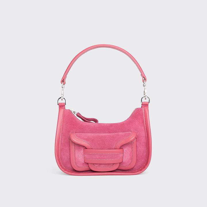 Pierre Hardy ALPHA DAY MINI BAG, pink suede calfskin and calfskin, view 6