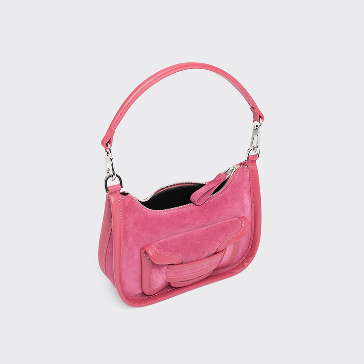 Pierre Hardy ALPHA DAY MINI BAG, pink suede calfskin and calfskin, view 2