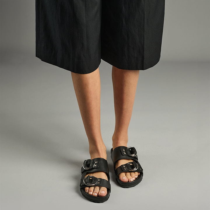 Pierre Hardy BEACH RIDER FLAT MULE, black calfskin, view 3