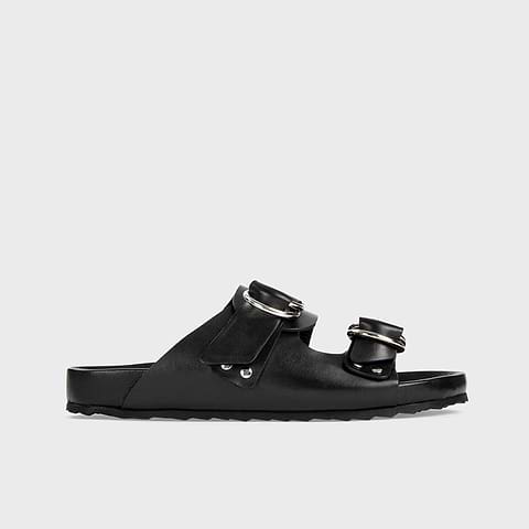 Pierre Hardy BEACH RIDER FLAT MULE, black calfskin