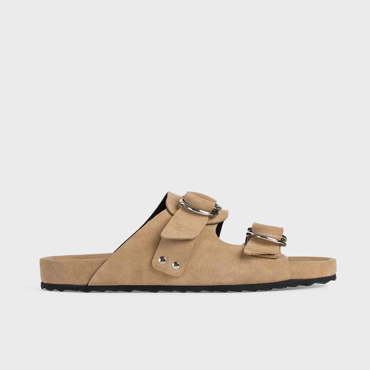 Pierre Hardy BEACH RIDER FLAT MULE, sand suede calfskin