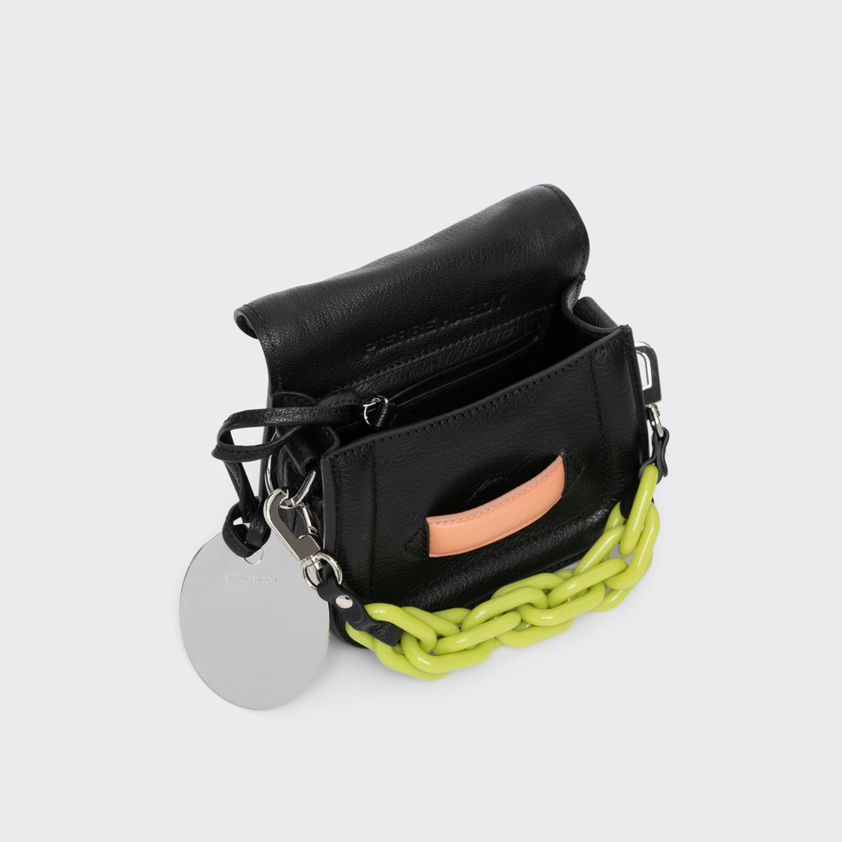 Pierre Hardy MICRO ALPHAVILLE BAG, black grained kidskin and apricot lambskin, view 2