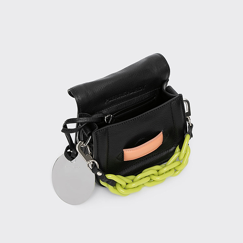 Pierre Hardy MICRO ALPHAVILLE BAG, black grained kidskin and apricot lambskin, view 2