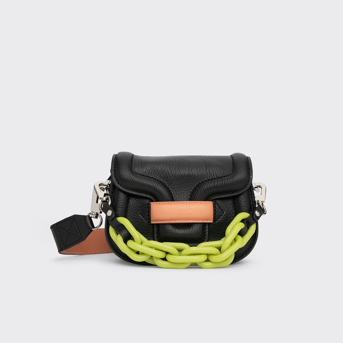 Pierre Hardy MICRO ALPHAVILLE BAG, black grained kidskin and apricot lambskin