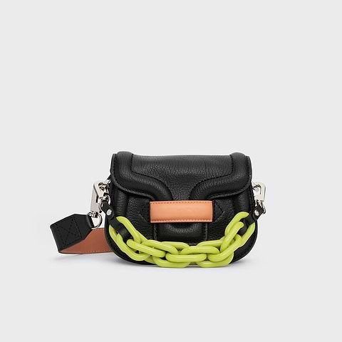 Pierre Hardy MICRO ALPHAVILLE BAG, black grained kidskin and apricot lambskin