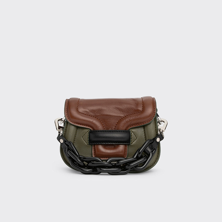 Pierre Hardy MICRO ALPHAVILLE BAG, khaki, hazelnut and black kidskin, view 7