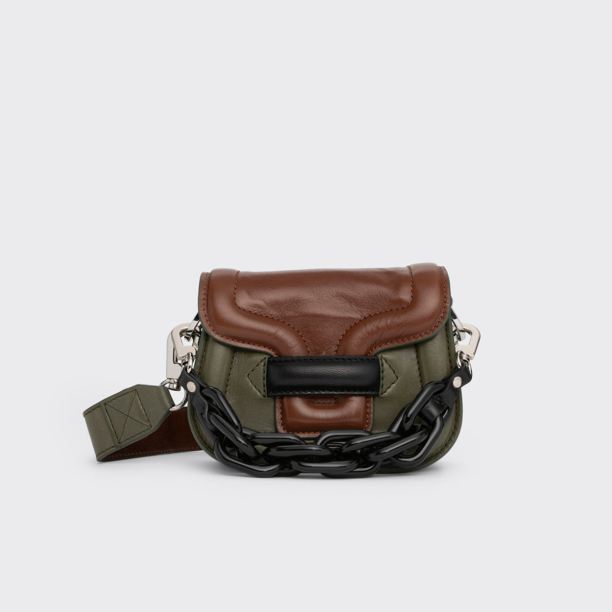 Pierre Hardy MICRO ALPHAVILLE BAG, khaki, hazelnut and black kidskin