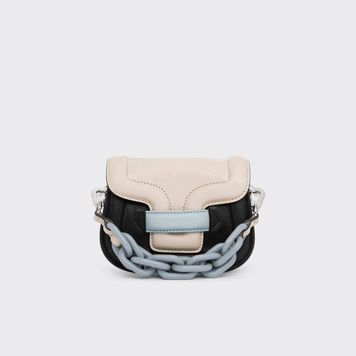 Pierre Hardy MICRO ALPHAVILLE BAG, off-white & black grained kidskin and light blue lambskin, view 7