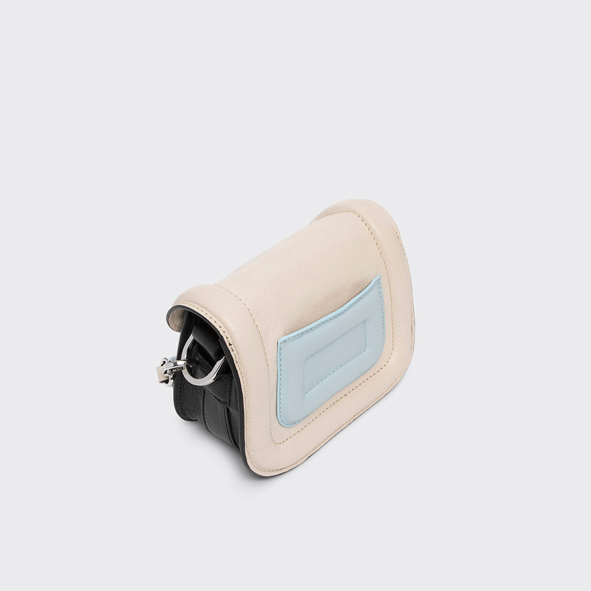 Pierre Hardy MICRO ALPHAVILLE BAG, off-white & black grained kidskin and light blue lambskin, view 6