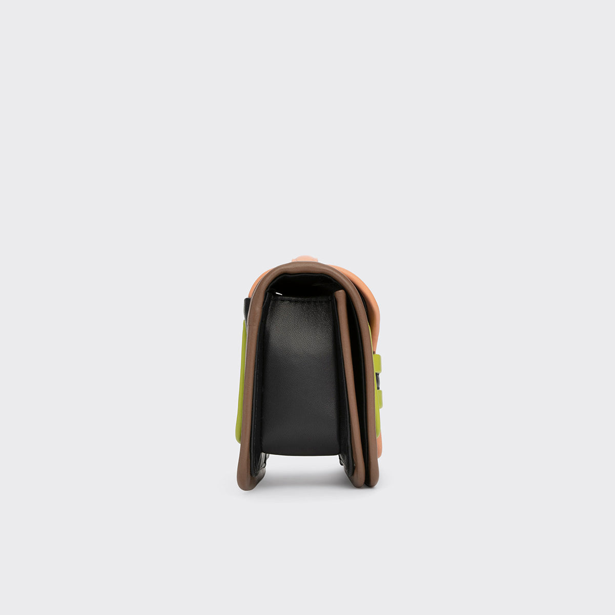 Pierre Hardy ALPHA HANDBAG, black, apricot and lime lambskin and camel calfskin, view 6