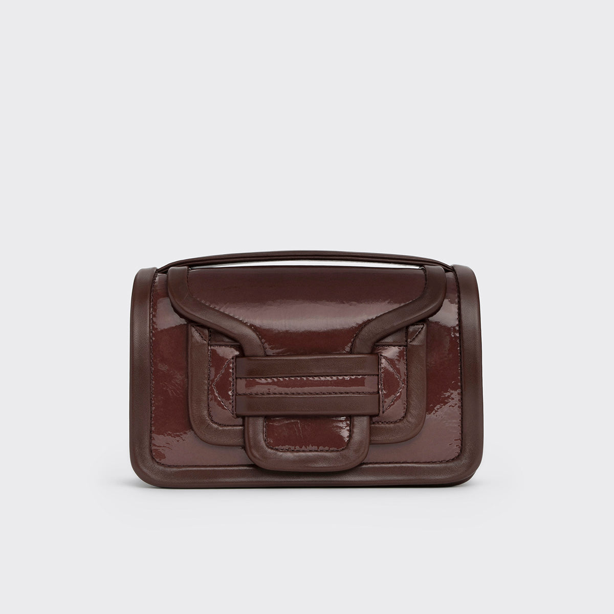Pierre Hardy ALPHA HANDBAG, patent kidskin and brown lambskin, view 5