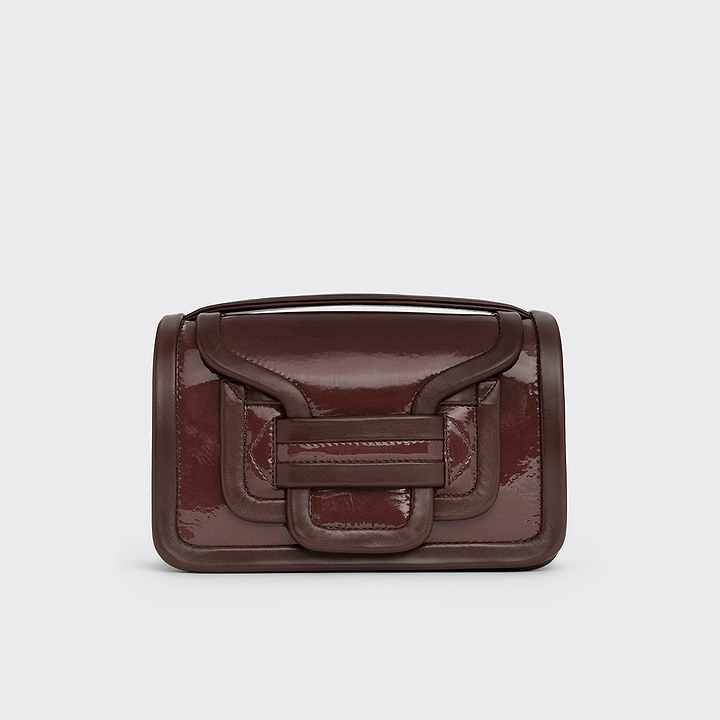 Pierre Hardy ALPHA HANDBAG, patent kidskin and brown lambskin, view 5
