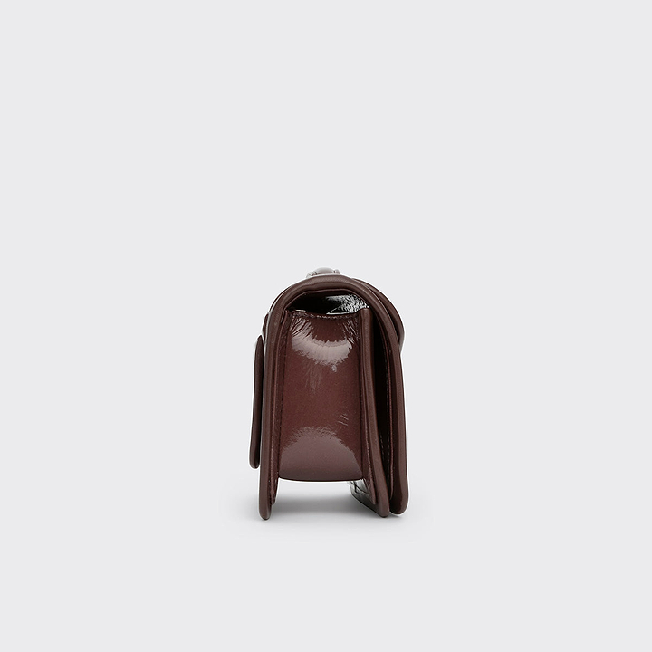 Pierre Hardy ALPHA HANDBAG, patent kidskin and brown lambskin, view 3