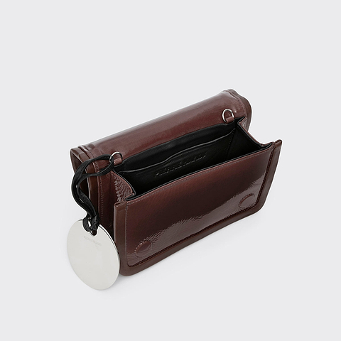 Pierre Hardy ALPHA HANDBAG, patent kidskin and brown lambskin, view 2