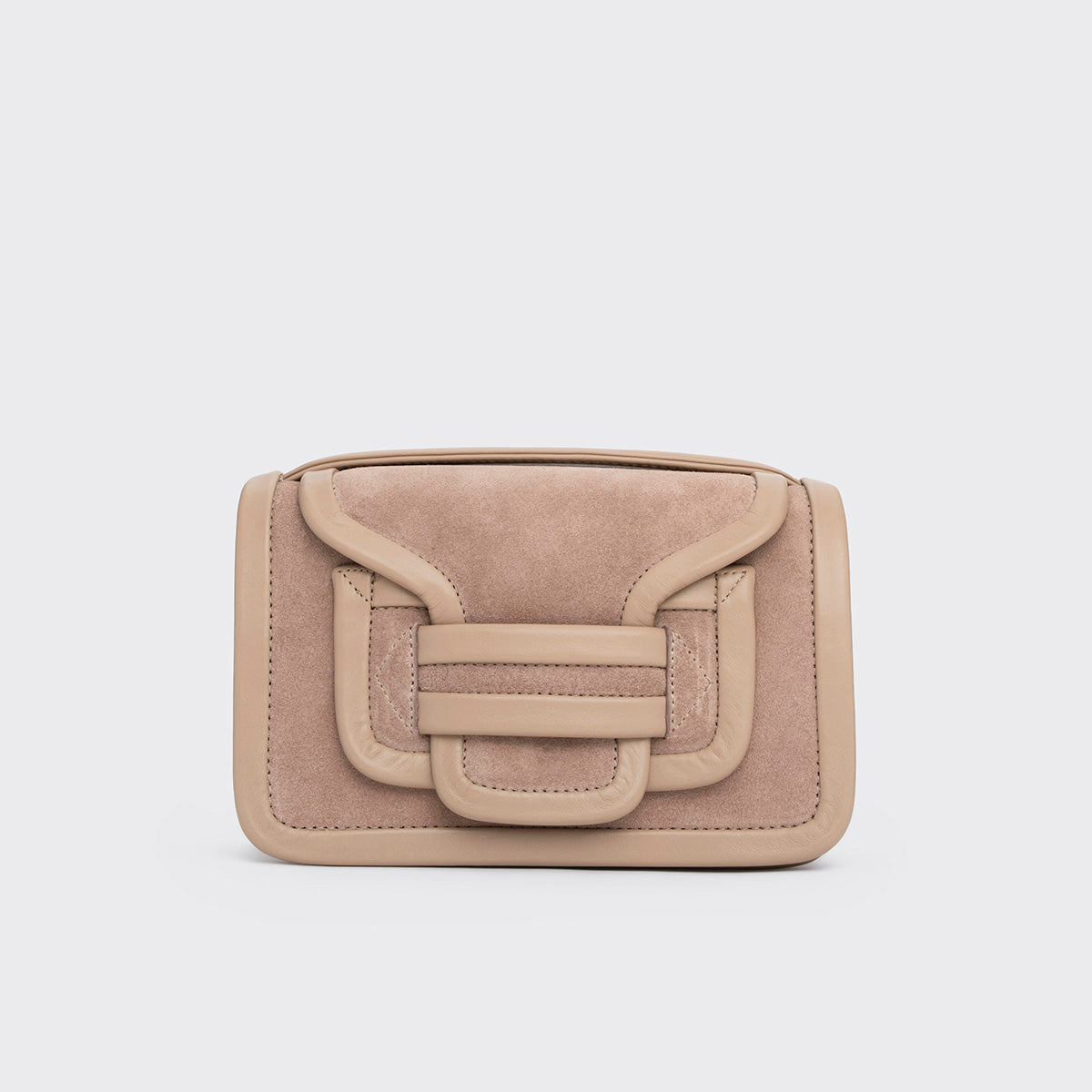 Pierre Hardy ALPHA HANDBAG, powder pink suede calfskin and taupe calfskin, view 5
