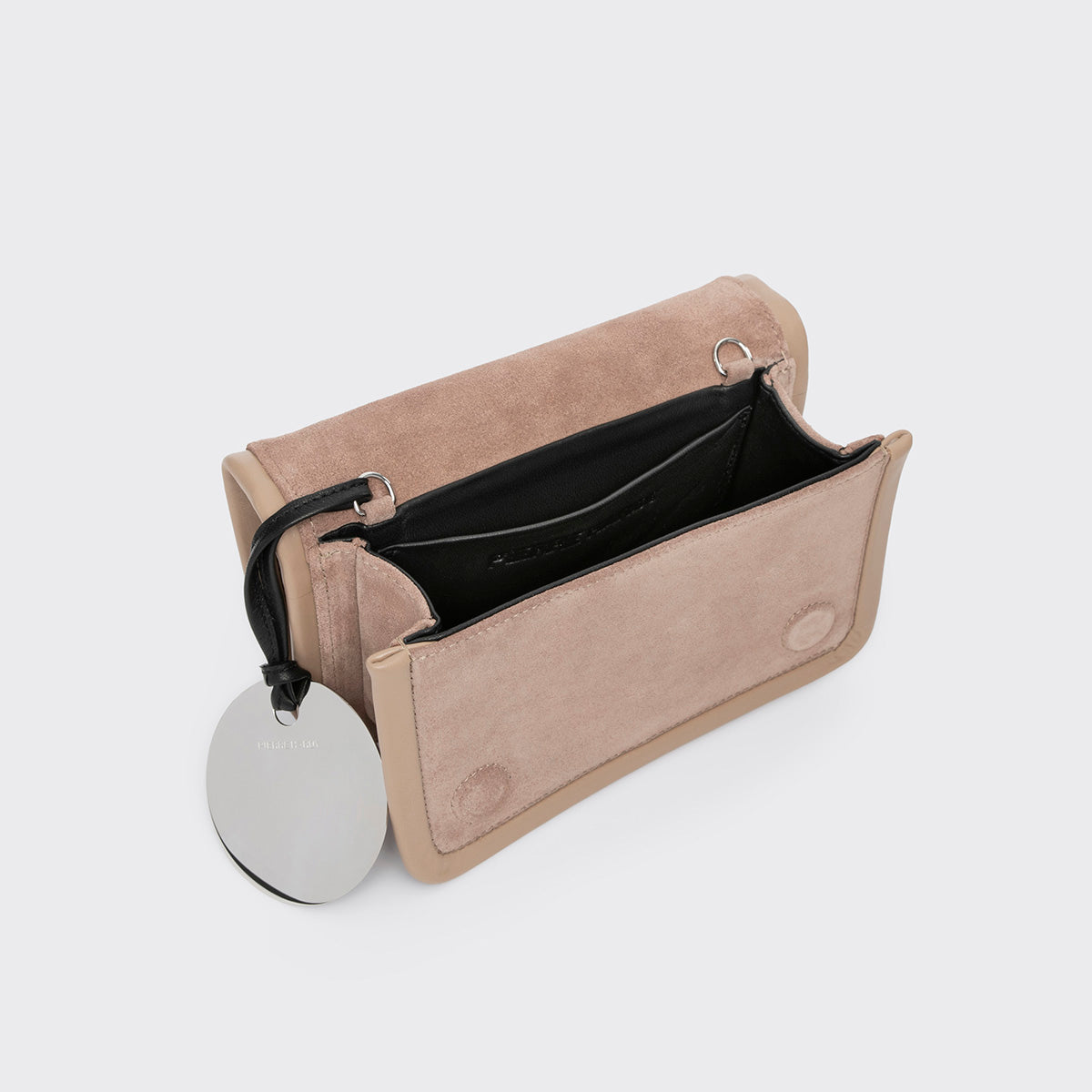Pierre Hardy ALPHA HANDBAG, powder pink suede calfskin and taupe calfskin, view 2