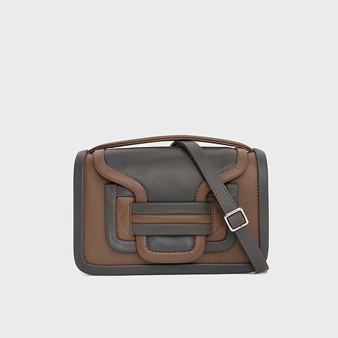 Pierre Hardy ALPHA HANDBAG, grey & camel calfskin
