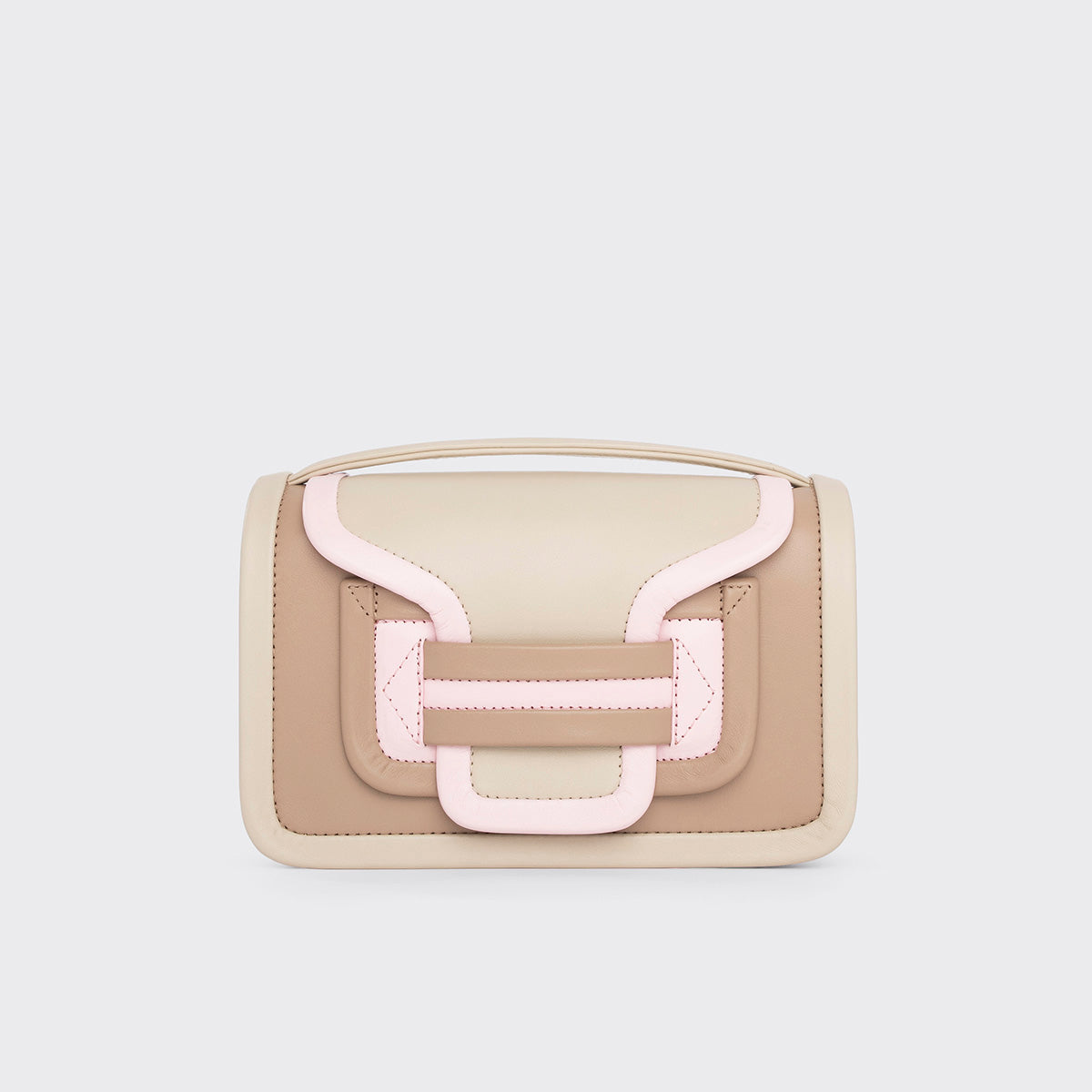 Pierre Hardy ALPHA HANDBAG, taupe & off-white calfskin and powder pink kidskin, view 9