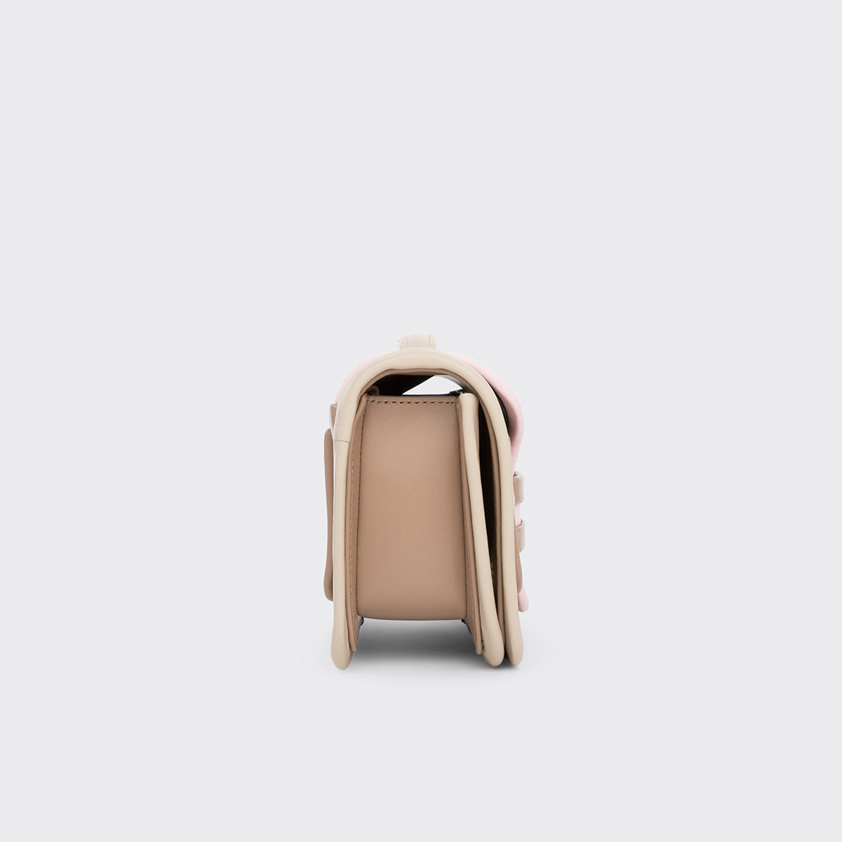 Pierre Hardy ALPHA HANDBAG, taupe & off-white calfskin and powder pink kidskin, view 7