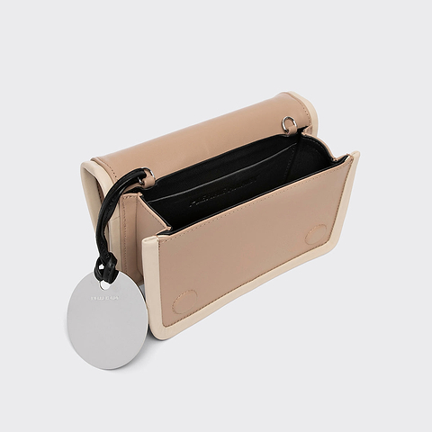 Pierre Hardy ALPHA HANDBAG, taupe & off-white calfskin and powder pink kidskin, view 2