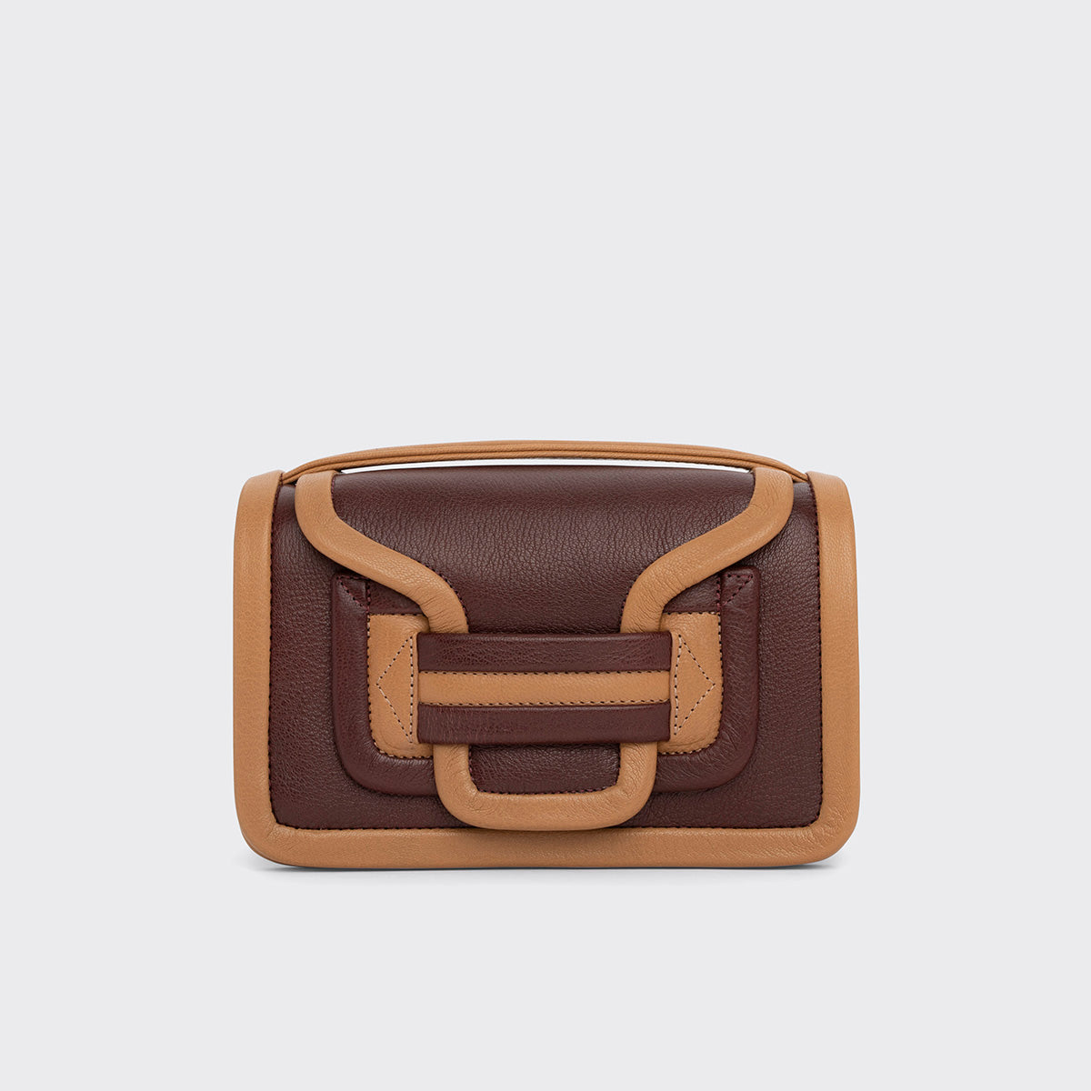 Pierre Hardy ALPHA HANDBAG, burgundy and camel grained kidskin, view 8