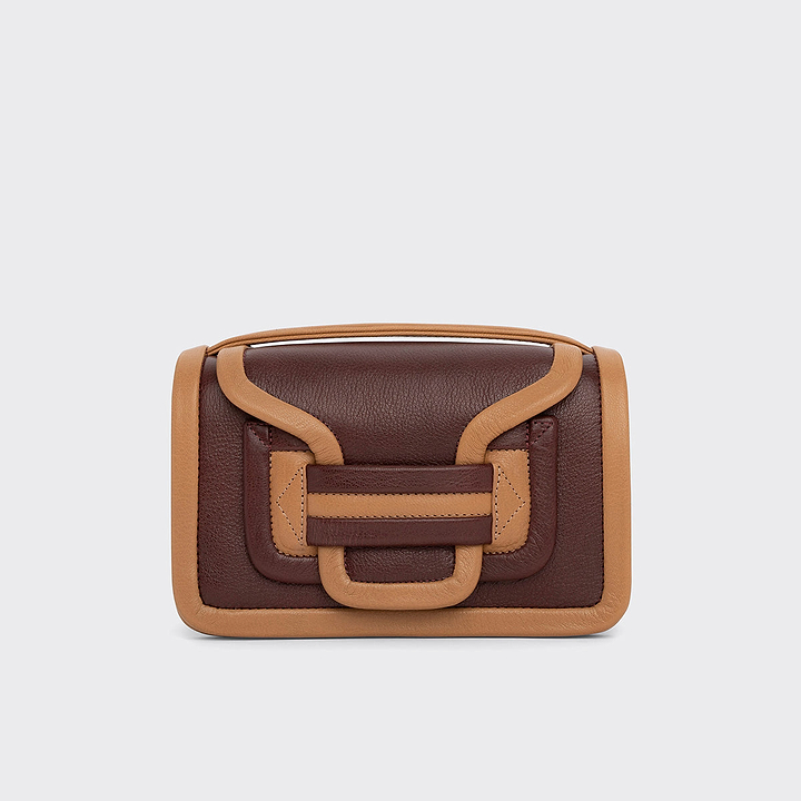 Pierre Hardy ALPHA HANDBAG, burgundy and camel grained kidskin, view 8