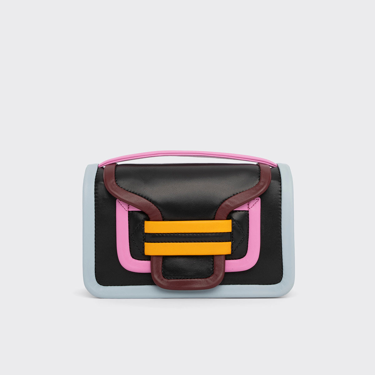 Pierre Hardy ALPHA HANDBAG, black, pink & yellow lambskin and white calfskin, view 6
