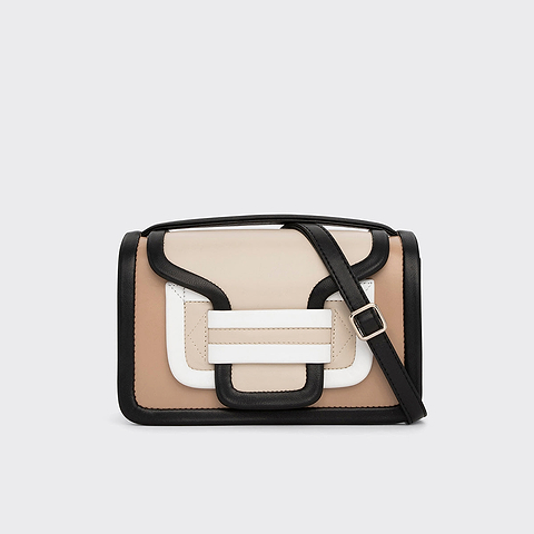 Pierre Hardy ALPHA HANDBAG, beige & black lambskin and white & off-white calfskin