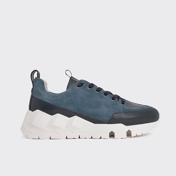 Pierre Hardy STREET LIFE SNEAKERS, denim blue suede calfskin and navy calfskin