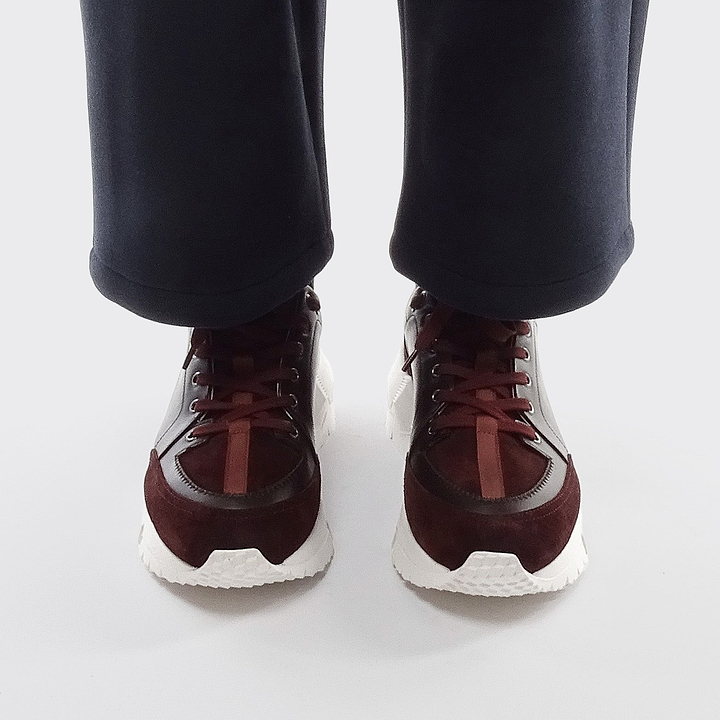 Pierre Hardy STREET LIFE SNEAKERS, burgundy calfskin and burgundy suede calfskin, view 4