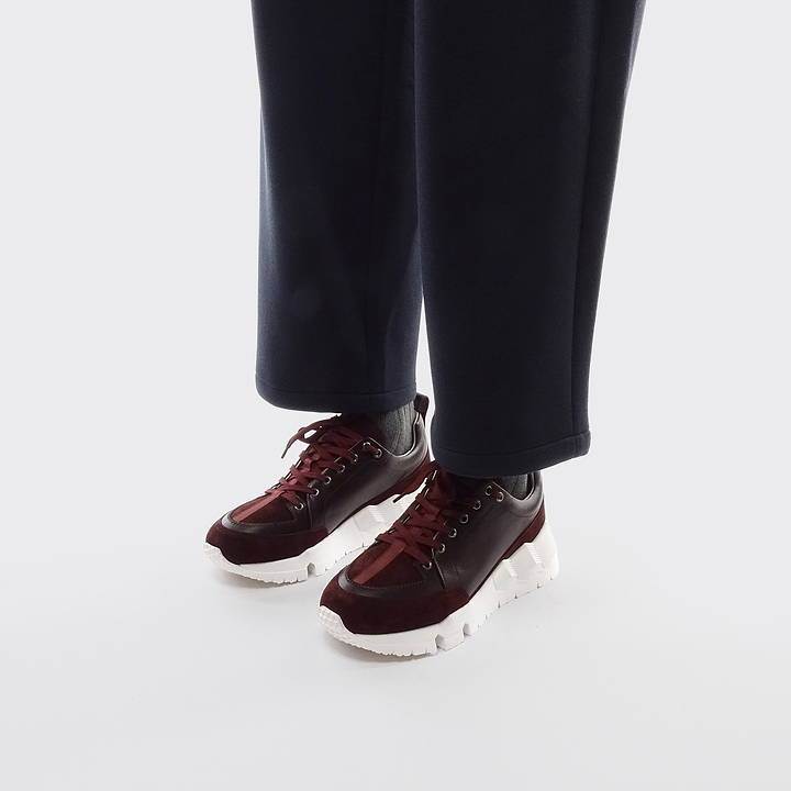 Pierre Hardy STREET LIFE SNEAKERS, burgundy calfskin and burgundy suede calfskin, view 5