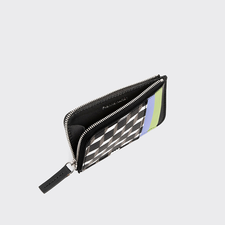 Pierre Hardy BABYLONE COIN PURSE, cube perspective coated canvas and lilac & anise lambskin, view 2