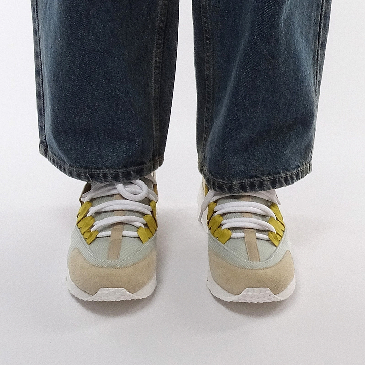 Pierre Hardy TREK COMET SNEAKERS, grey nylon canvas, white & yellow calfskin and beige suede calfskin, view 4