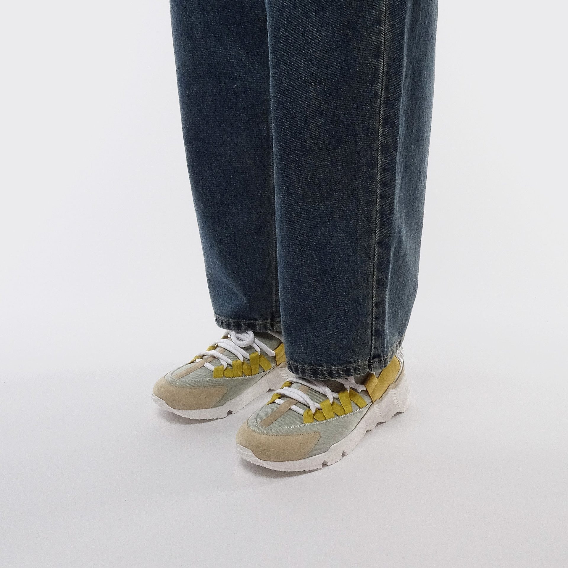 Pierre Hardy TREK COMET SNEAKERS, grey nylon canvas, white & yellow calfskin and beige suede calfskin, view 5