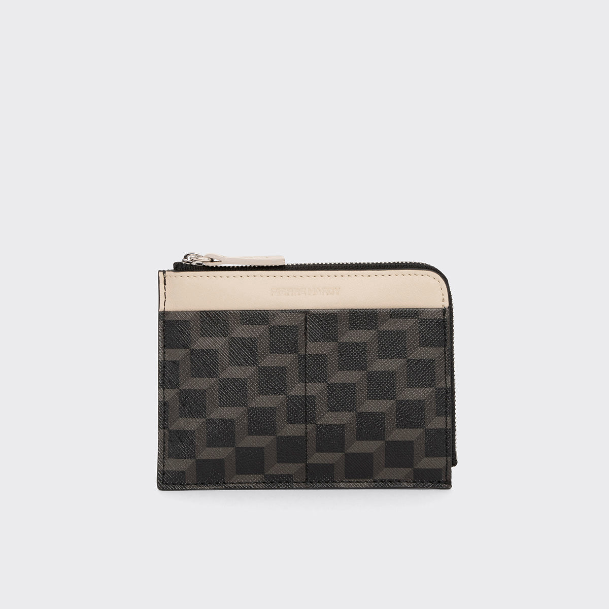 Pierre Hardy VALOIS COIN PURSE, black cube perspective coated canvas and off-white calfskin