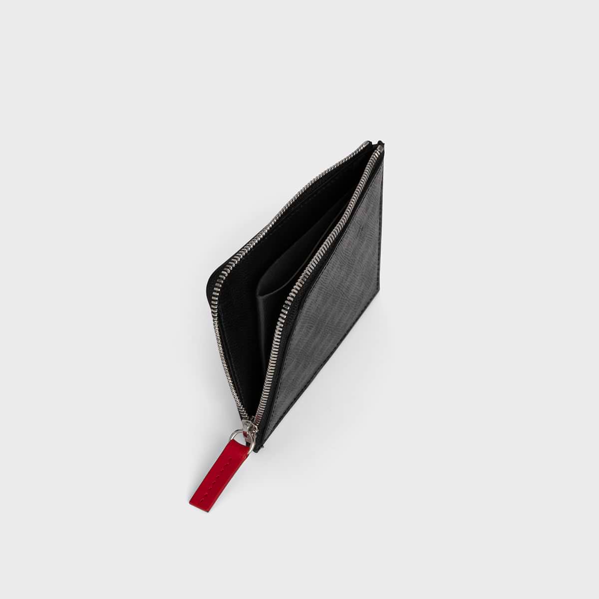 Pierre Hardy VALOIS COIN PURSE, black cube coated canvas and red calfskin, view 2