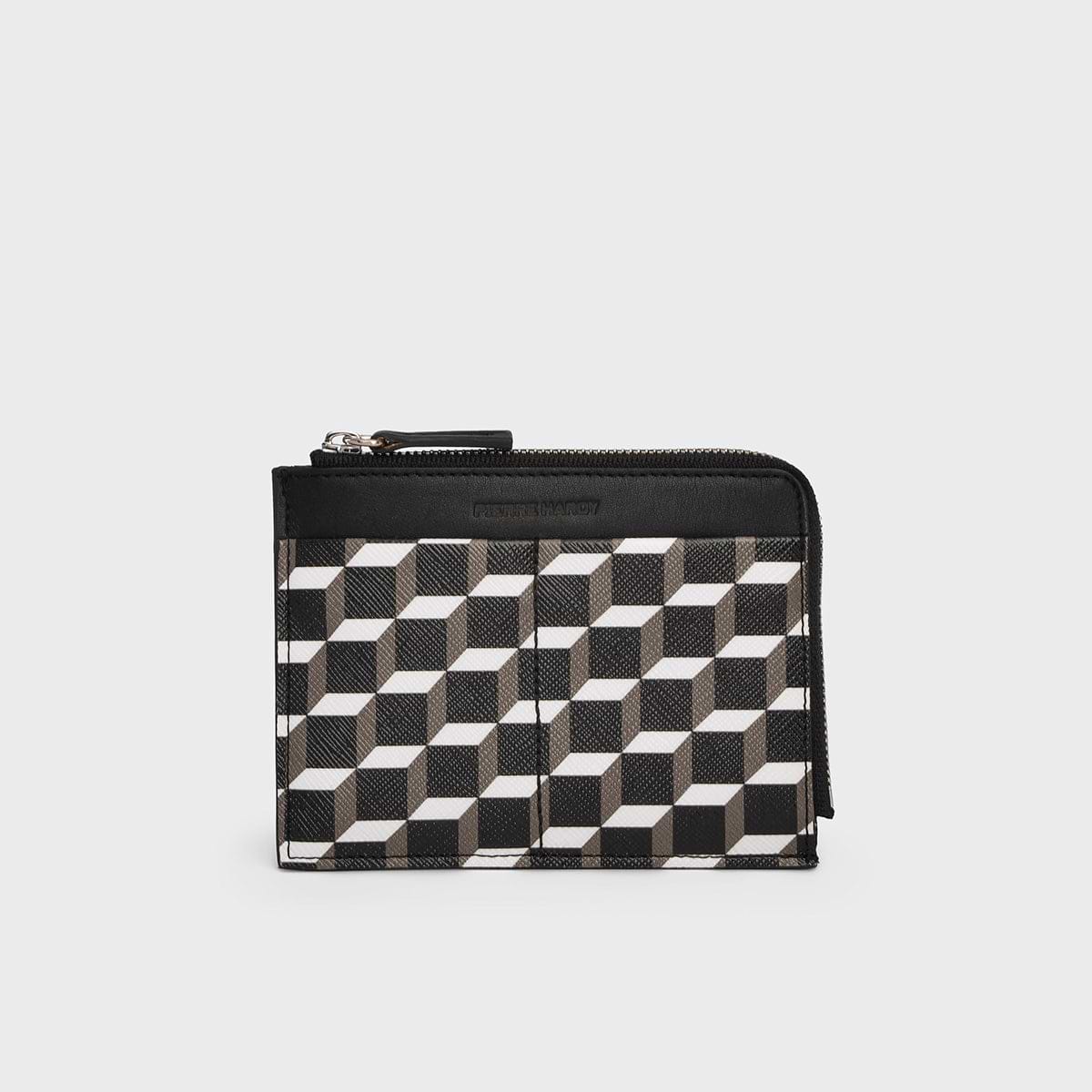 Pierre Hardy VALOIS COIN PURSE, cube coated canvas and black calfskin