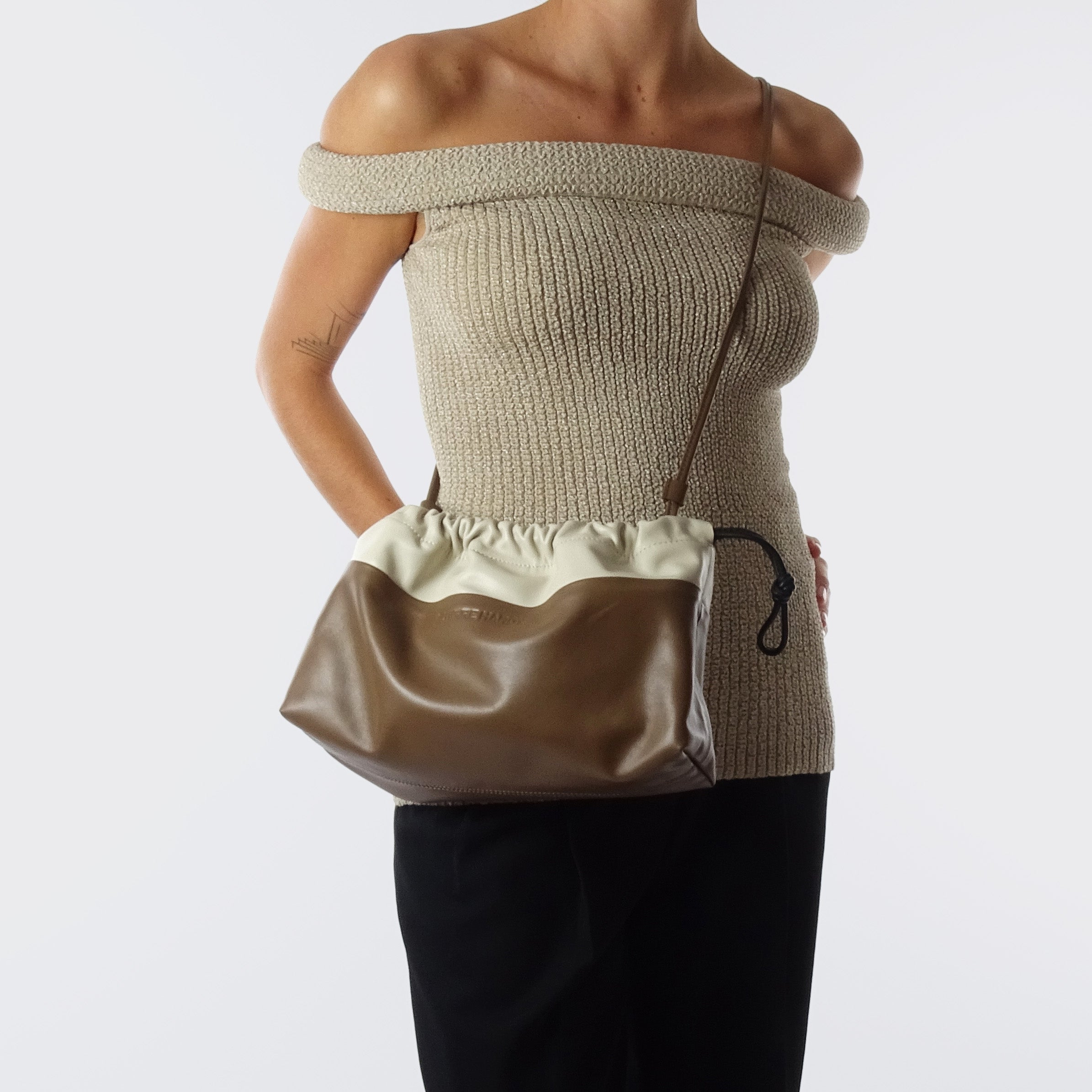 Pierre Hardy TWIN CLUTCH, camel calfskin and off-white lambskin, view 5