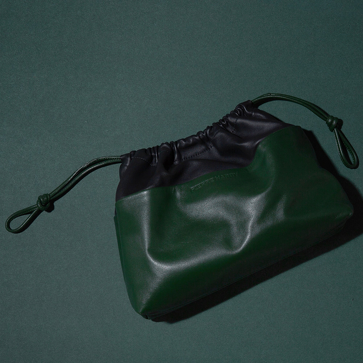 Pierre Hardy TWIN CLUTCH, green calfskin and black lambskin, view 7