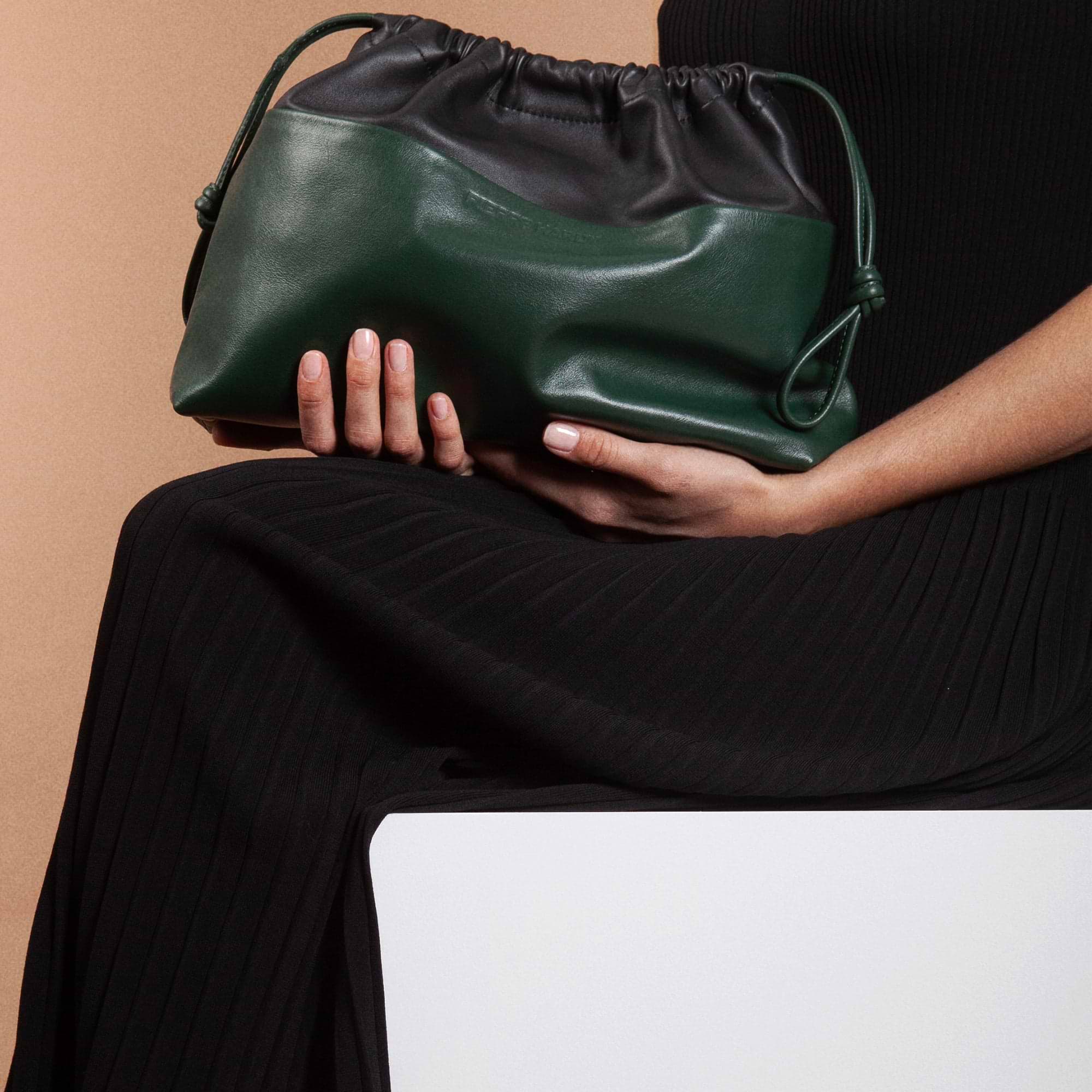 Pierre Hardy TWIN CLUTCH, green calfskin and black lambskin, view 4