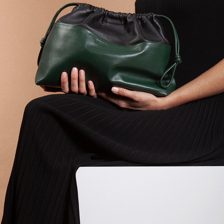 Pierre Hardy TWIN CLUTCH, green calfskin and black lambskin, view 4